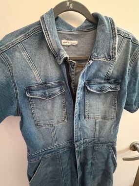 Good American Light Wash Denim Jumpsuit - Light Blue